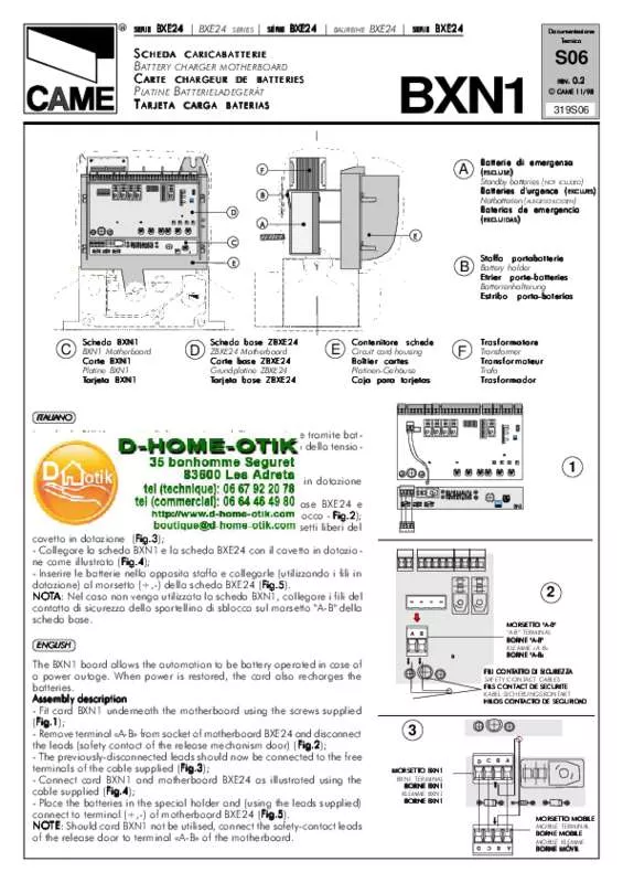 Mode d'emploi CAME BX1