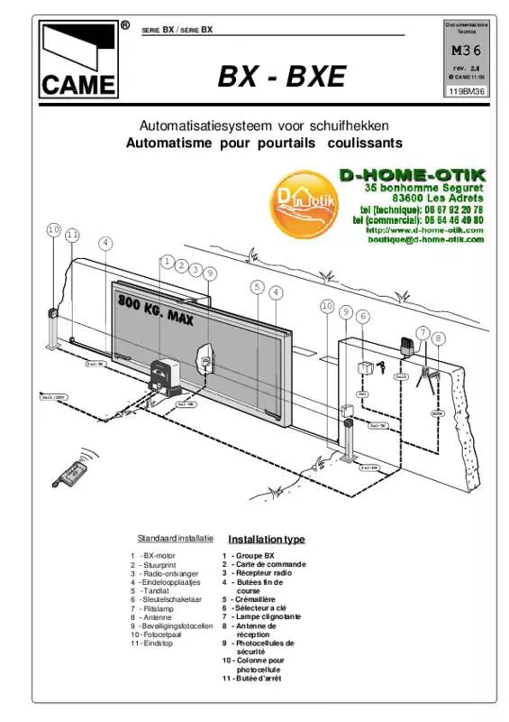 Mode d'emploi CAME BXE