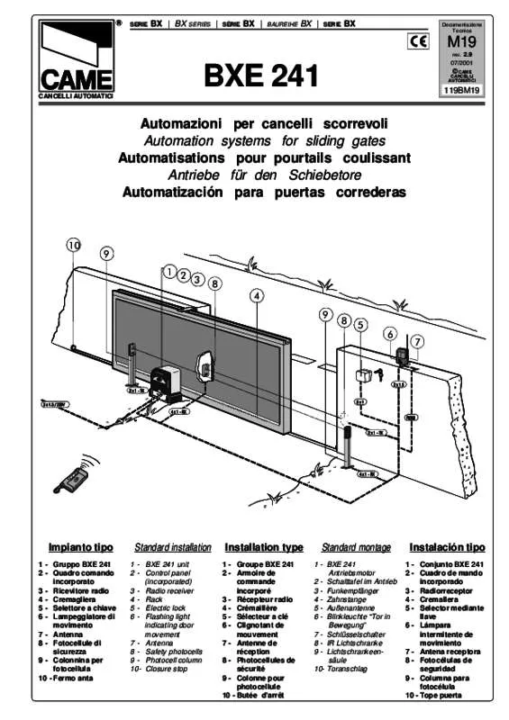 Mode d'emploi CAME BXE241