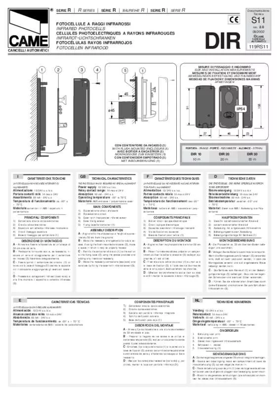 Mode d'emploi CAME DIR 10