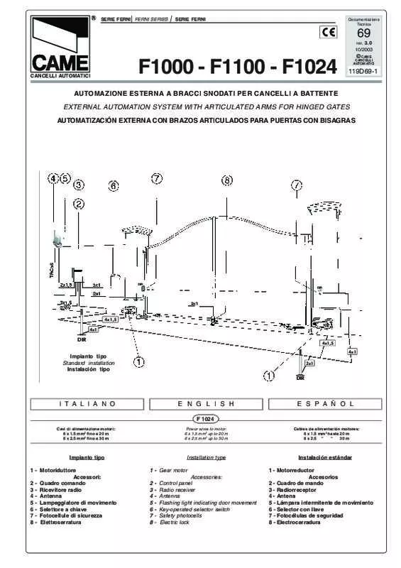 Mode d'emploi CAME F1000