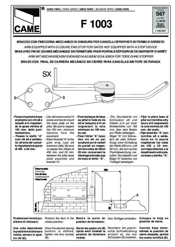 Mode d'emploi CAME F1003