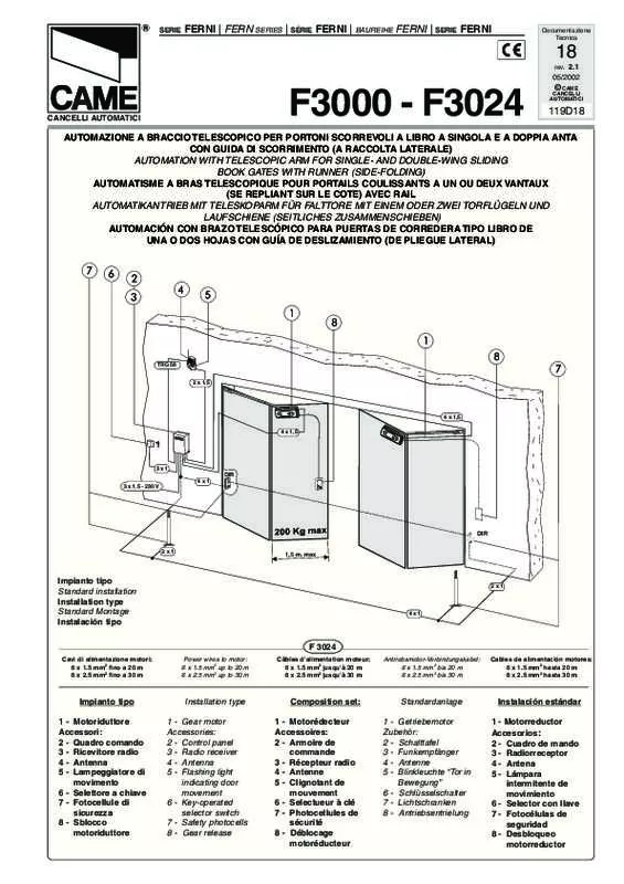 Mode d'emploi CAME F3024