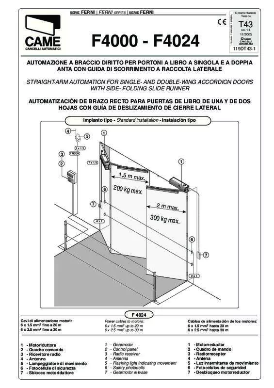 Mode d'emploi CAME F4000