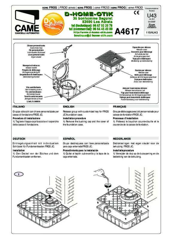 Mode d'emploi CAME FROG A4617