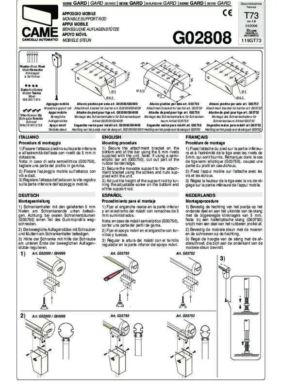 Mode d'emploi CAME G02808