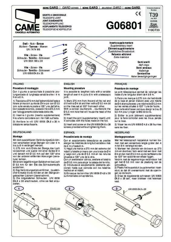 Mode d'emploi CAME G06801