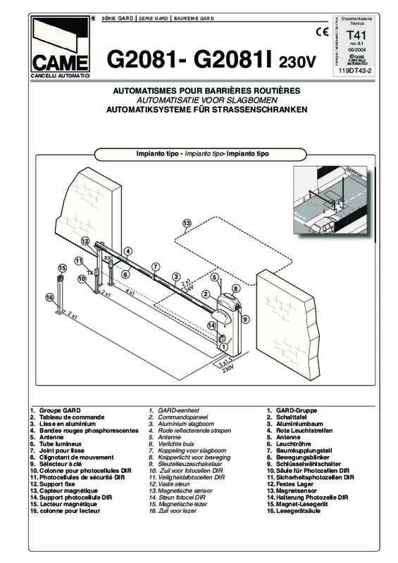 Mode d'emploi CAME G2081