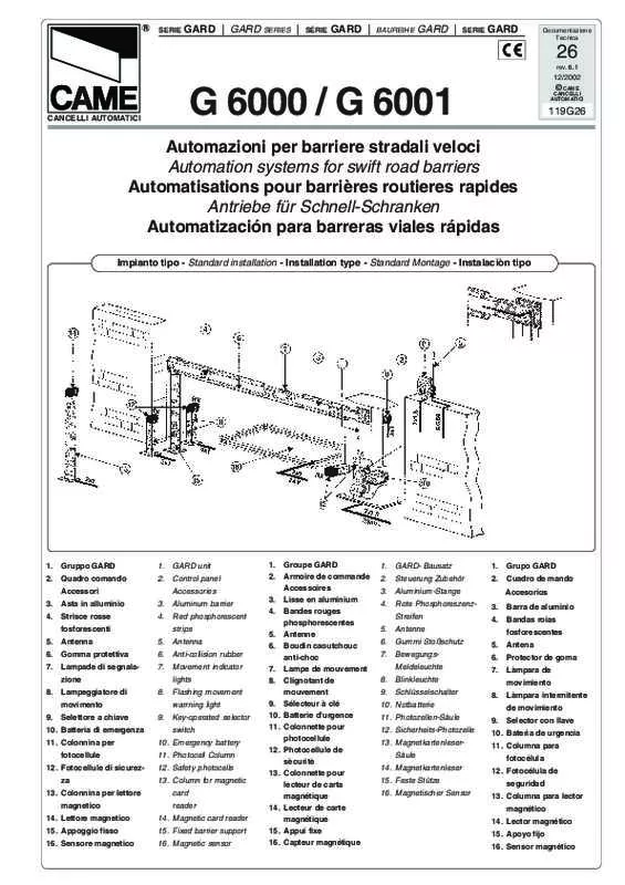 Mode d'emploi CAME G6000