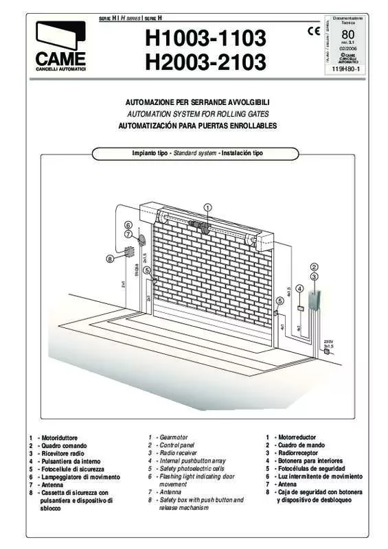 Mode d'emploi CAME H1103