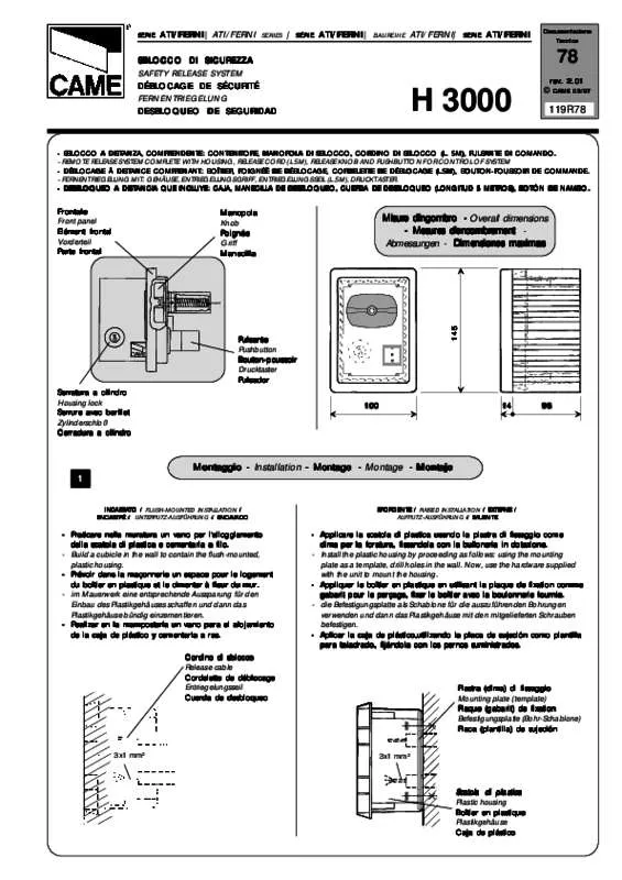 Mode d'emploi CAME H3000