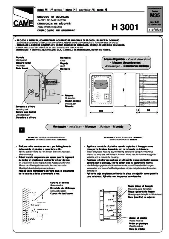 Mode d'emploi CAME H3001