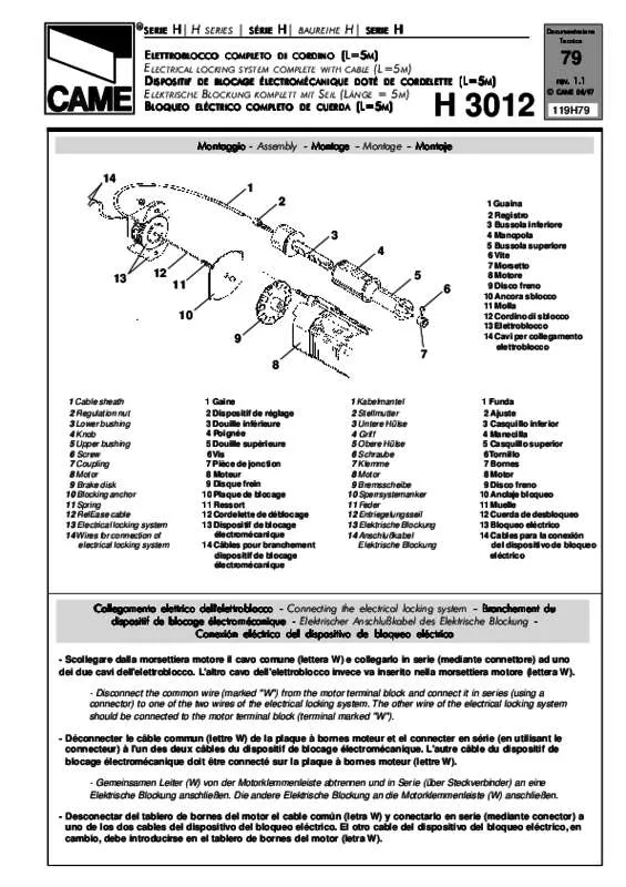 Mode d'emploi CAME H3012