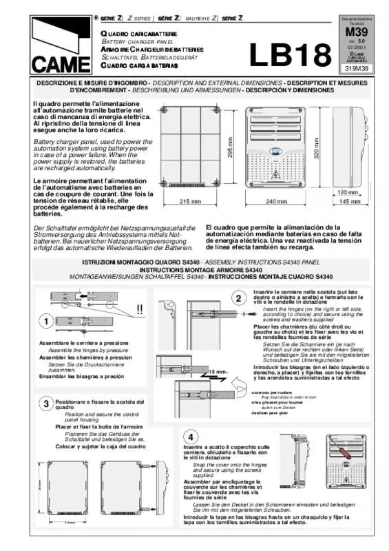 Mode d'emploi CAME LB18