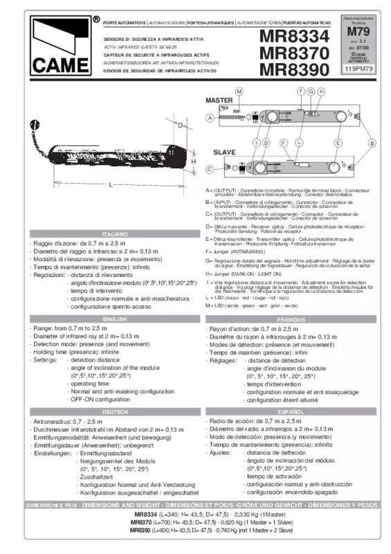 Mode d'emploi CAME MR8334