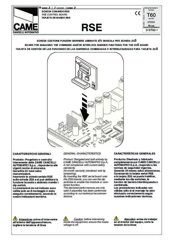 Mode d'emploi CAME RSE