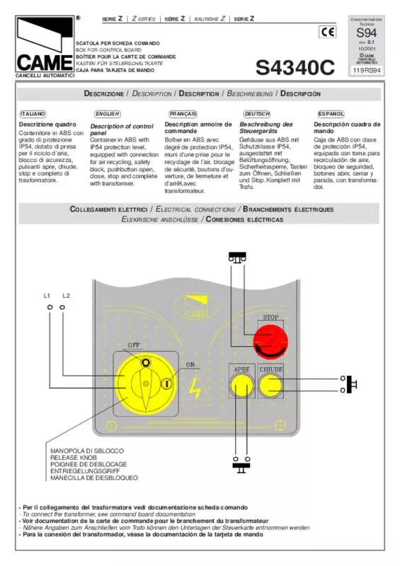 Mode d'emploi CAME S4340C