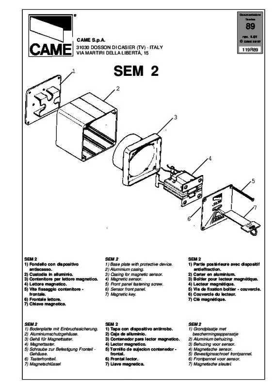 Mode d'emploi CAME SEM2