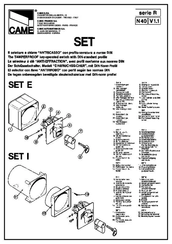Mode d'emploi CAME SET E