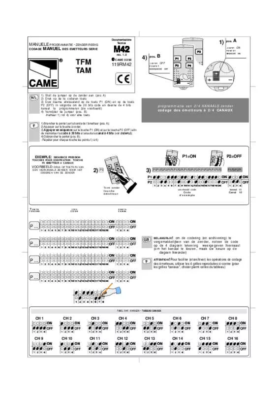 Mode d'emploi CAME TAM