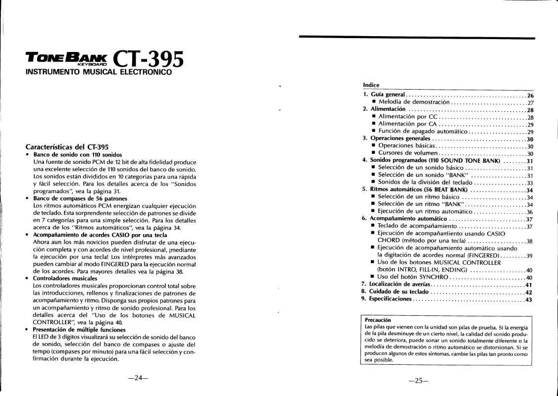 Mode d'emploi CASIO CT-395