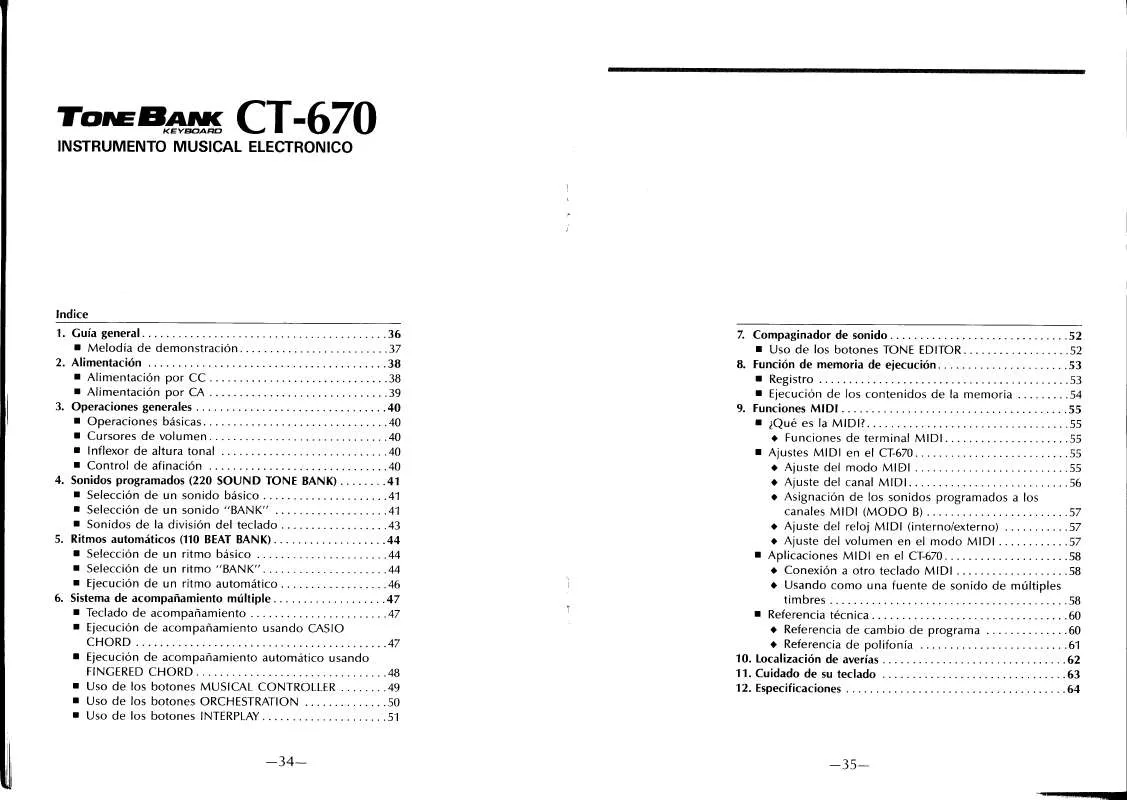 Mode d'emploi CASIO CT-670