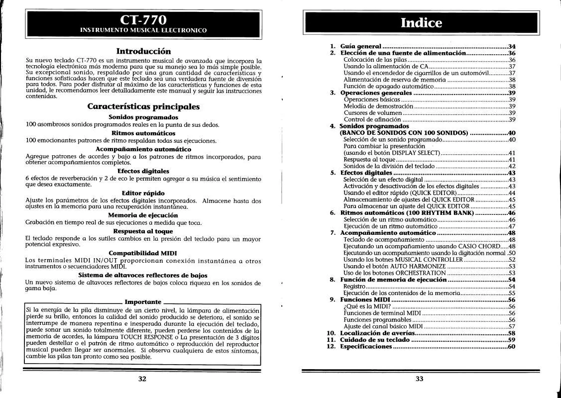 Mode d'emploi CASIO CT-770