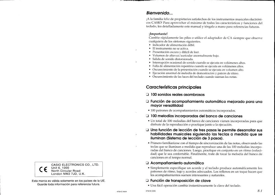 Mode d'emploi CASIO LK-35