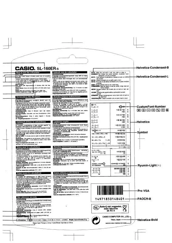 Mode d'emploi CASIO SL-160ER