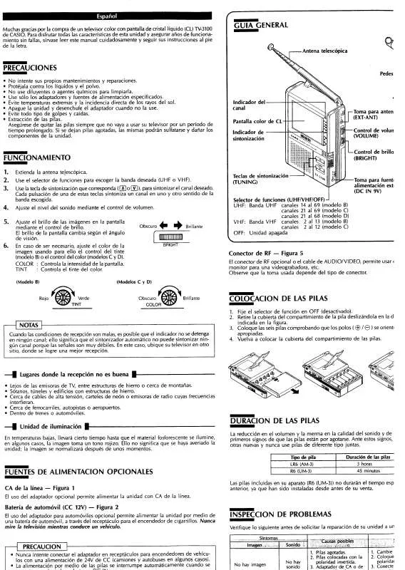 Mode d'emploi CASIO TV-3100