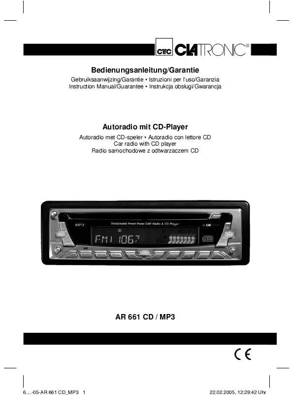 Mode d'emploi CLATRONIC AR 661 CD MP3