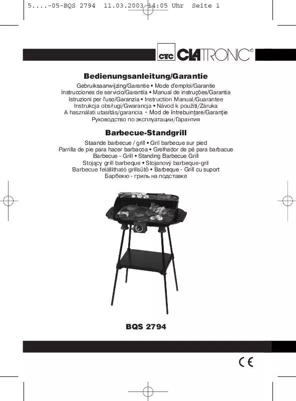 Mode d'emploi CLATRONIC BQS 2794