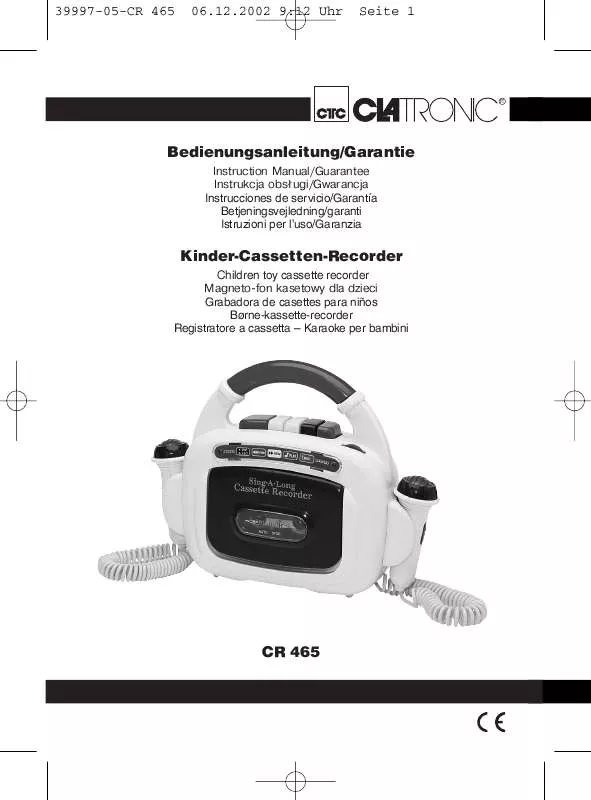 Mode d'emploi CLATRONIC CR 465