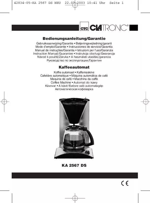 Mode d'emploi CLATRONIC KA 2567 DS