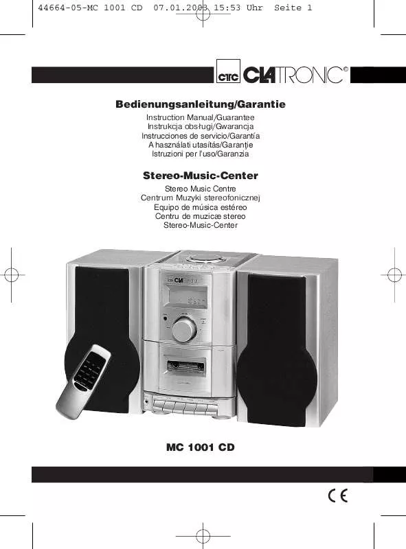 Mode d'emploi CLATRONIC MC 1001 CD