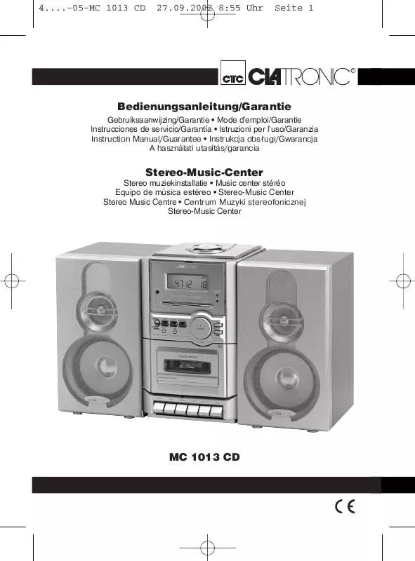 Mode d'emploi CLATRONIC MC 1013 CD