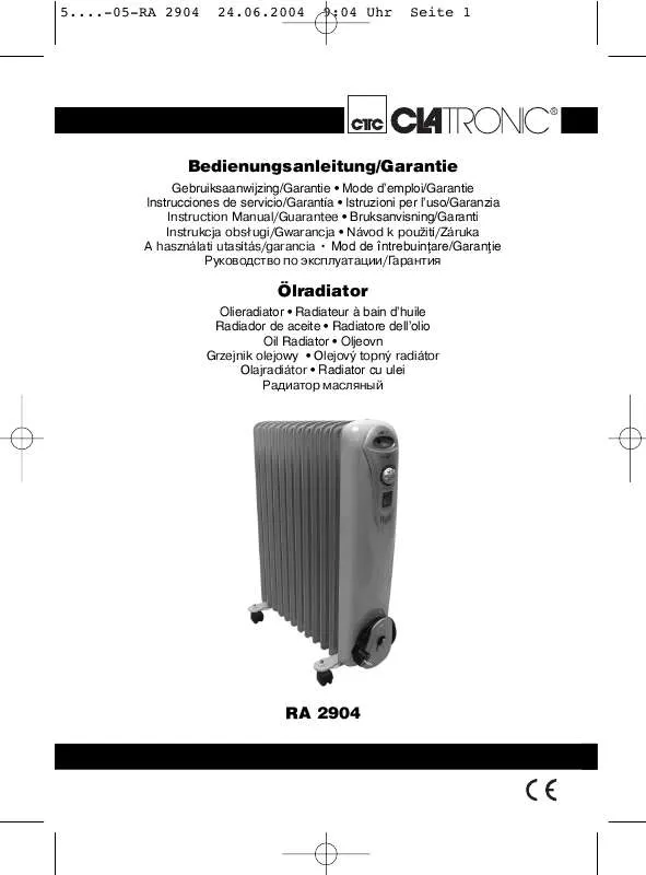 Mode d'emploi CLATRONIC RA 2904