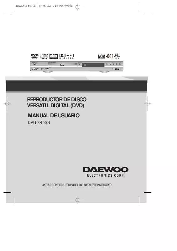 Mode d'emploi DAEWOO DVG-8400N