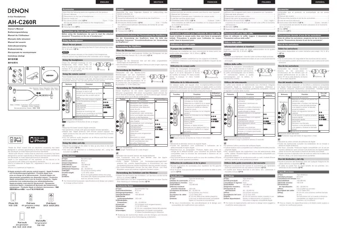 Mode d'emploi DENON AH-C260R