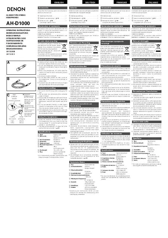 Mode d'emploi DENON AH-D1000