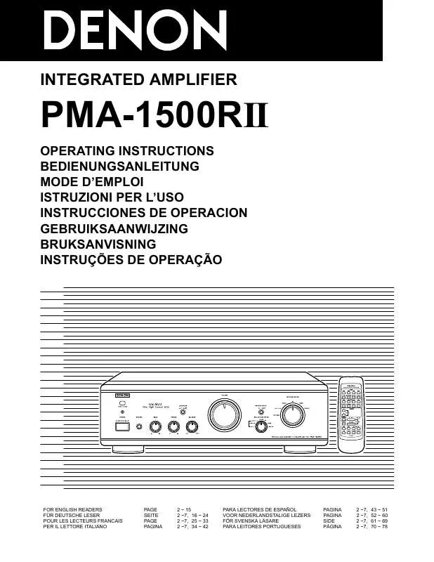 Mode d'emploi DENON PMA-1500RII