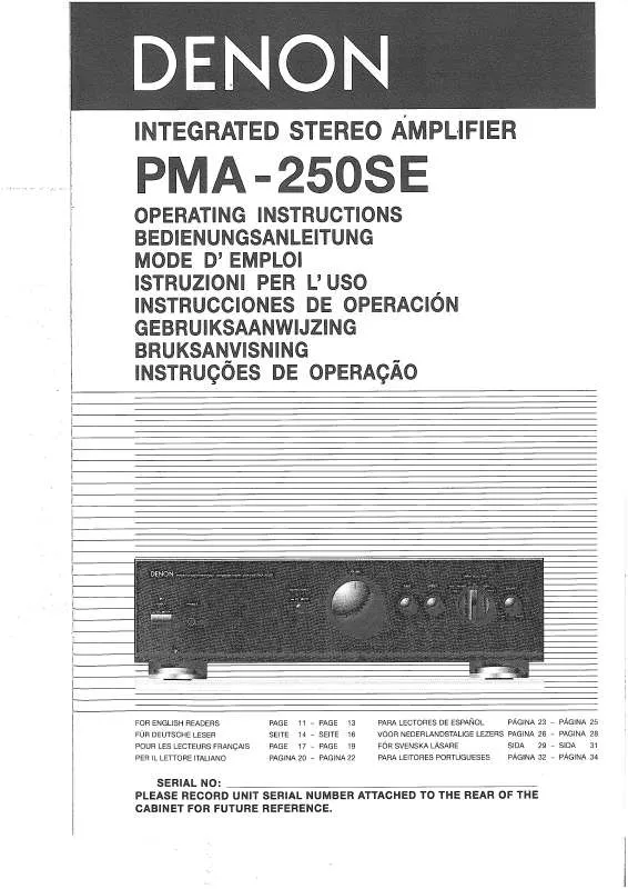 Mode d'emploi DENON PMA-250SE