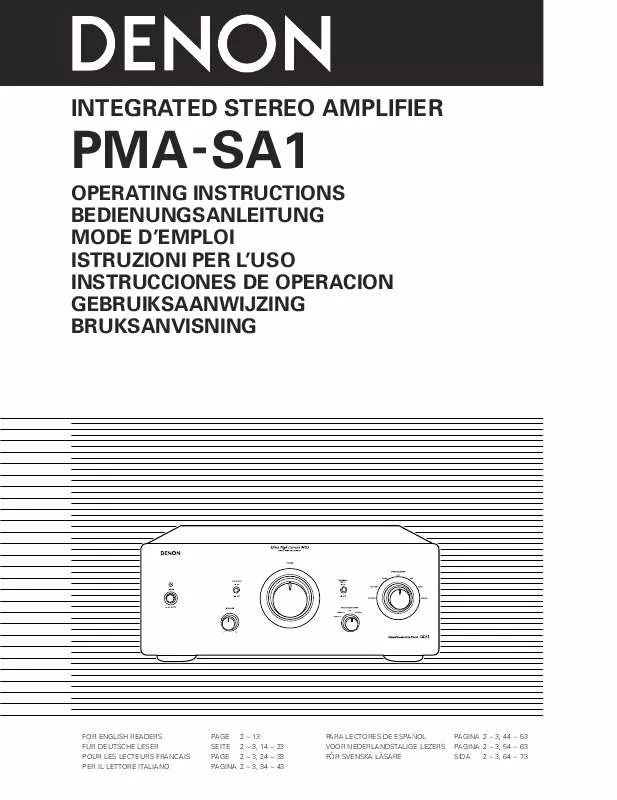 Mode d'emploi DENON PMA-SA1