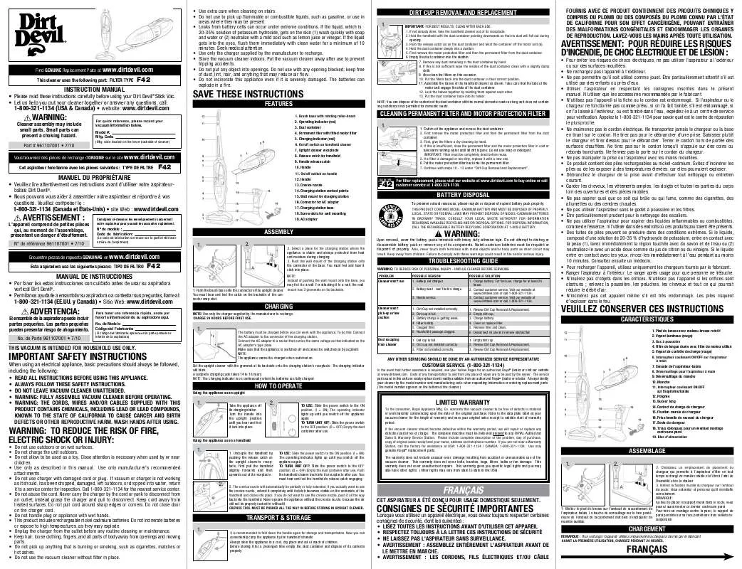 Mode d'emploi DIRTDEVIL BD20045