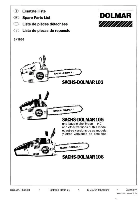 Mode d'emploi DOLMAR 103