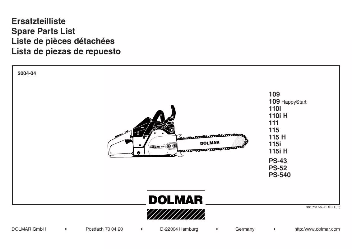 Mode d'emploi DOLMAR 109 HAPPYSTART