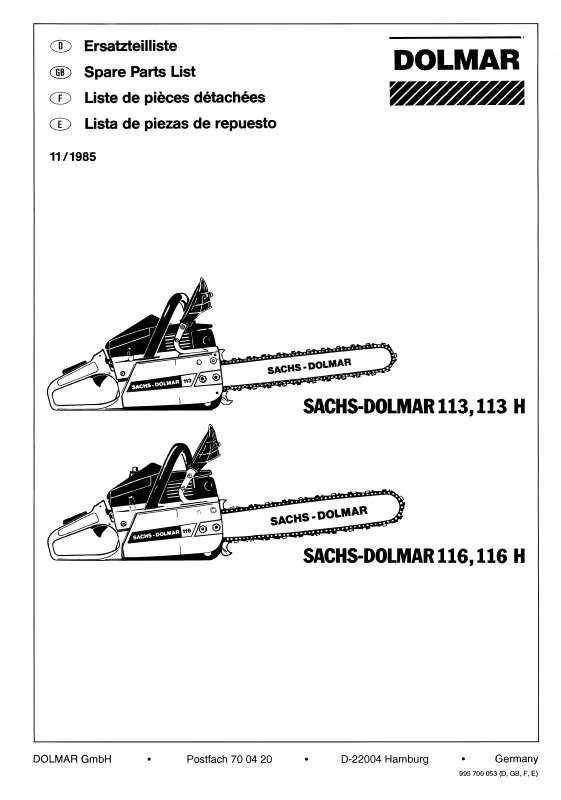 Mode d'emploi DOLMAR 113 H