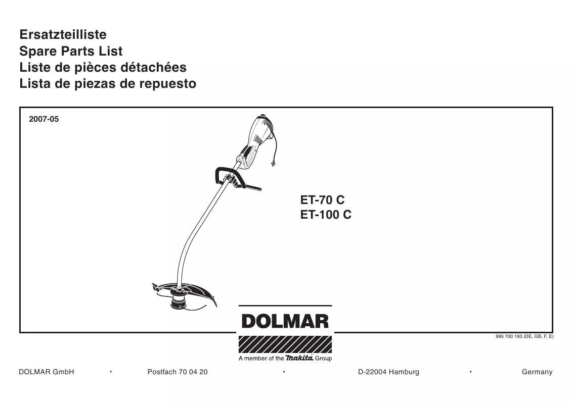 Mode d'emploi DOLMAR ET-100 C