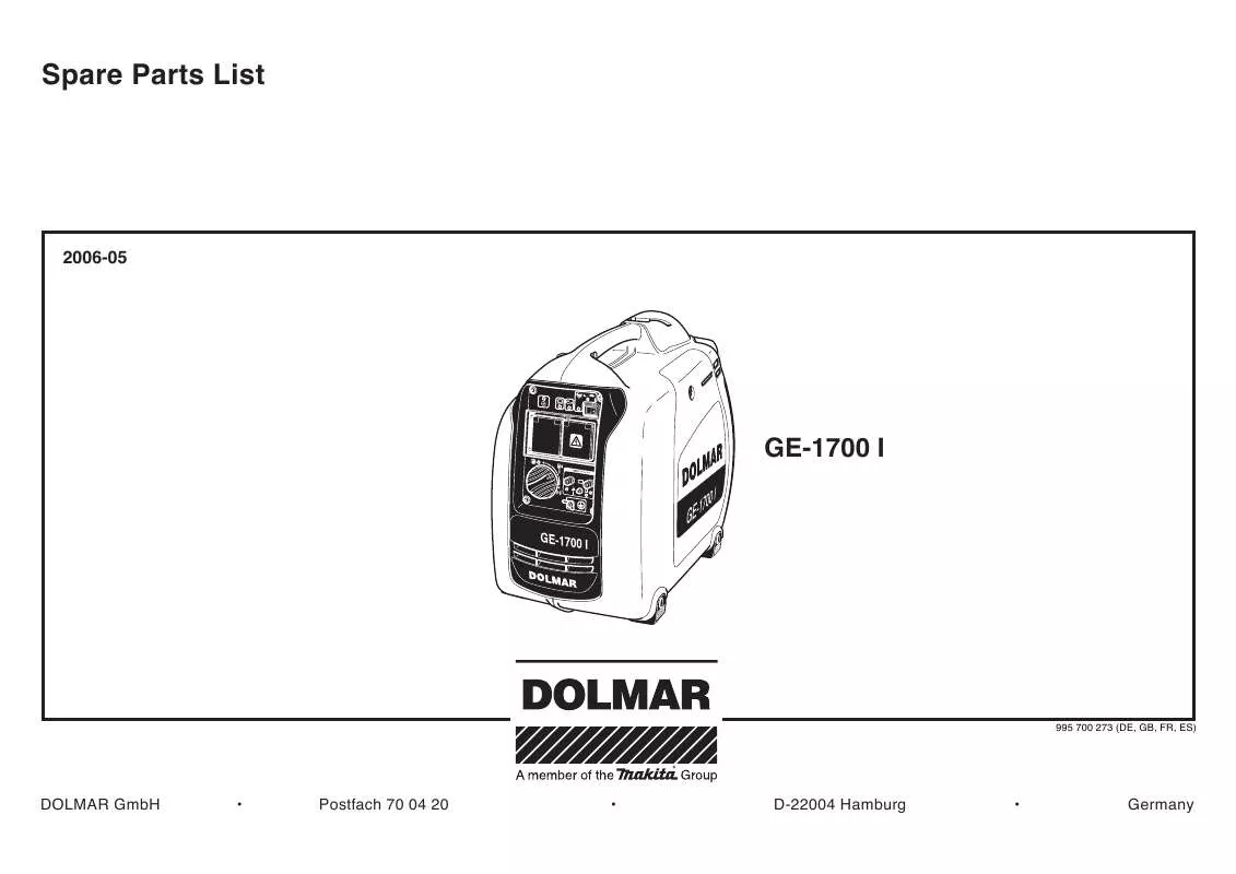 Mode d'emploi DOLMAR GE-1700 I