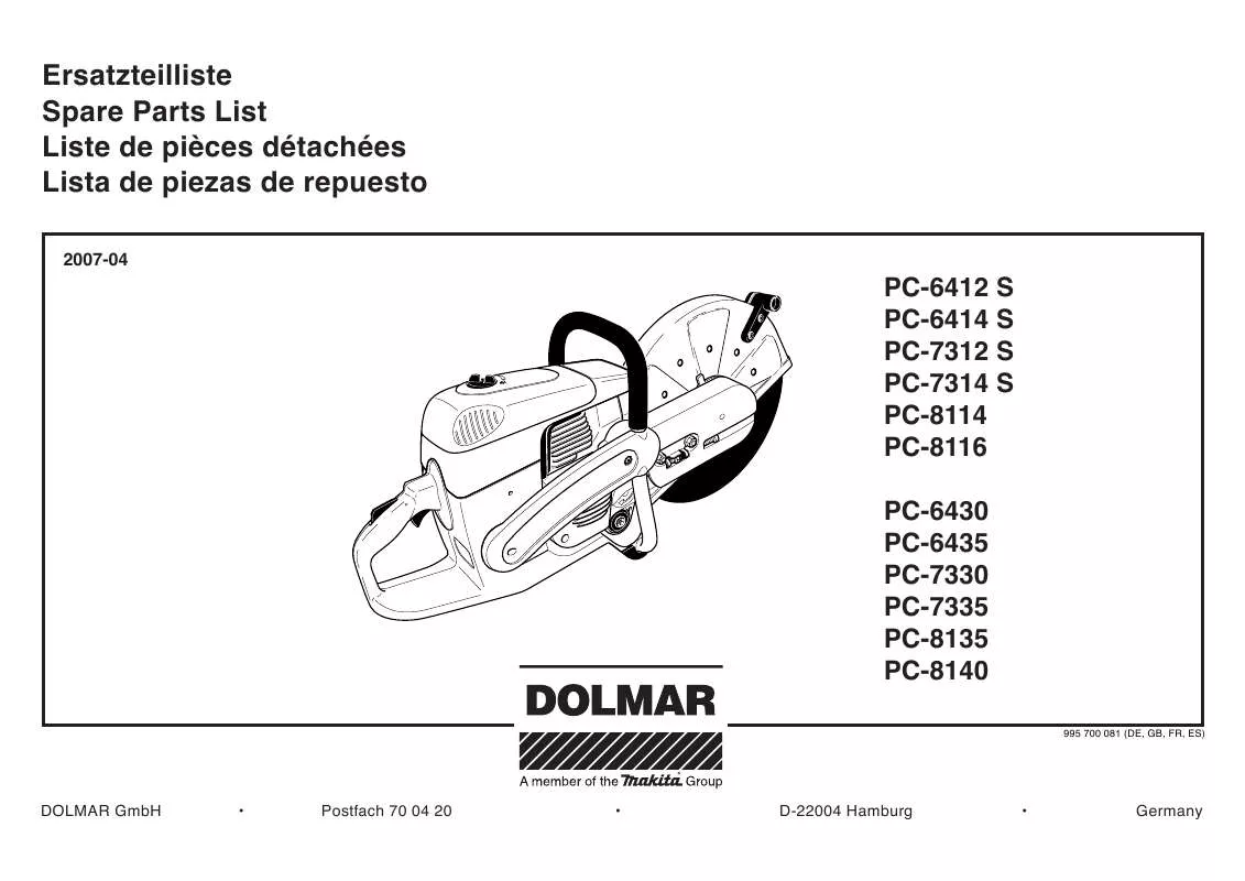 Mode d'emploi DOLMAR PC-6412 S